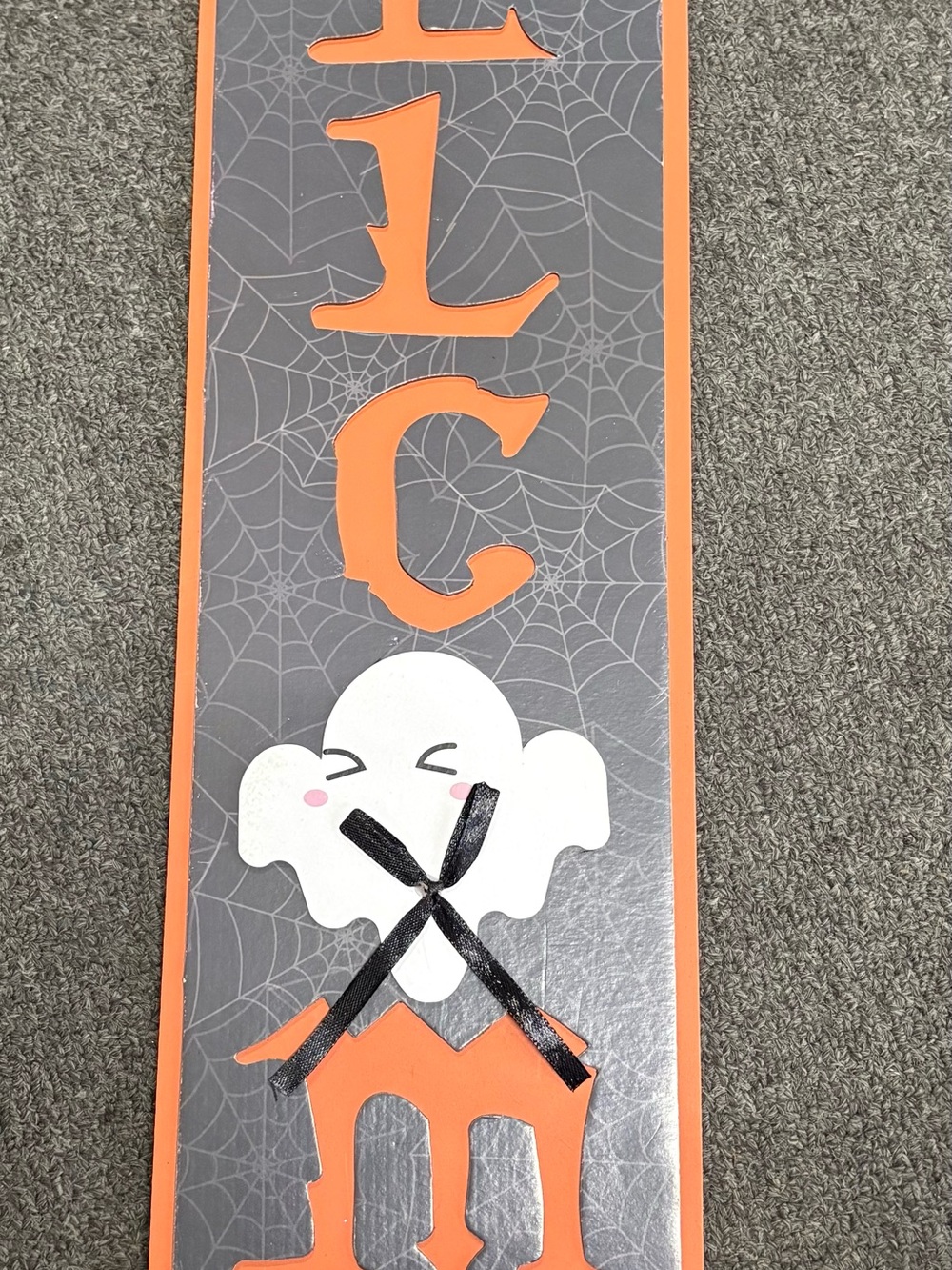 Cute Ghost Halloween Wall Decor - Orange & Gray